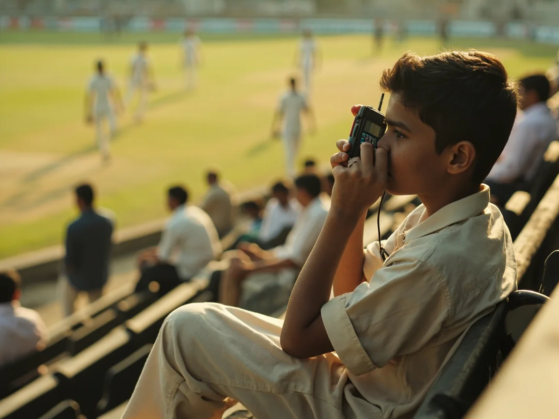 A young grassroots cricket fan watching from the sidelines.